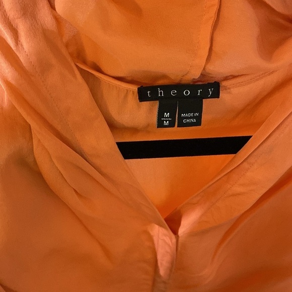 Theory Salmon Pink 100% Silk Sleeveless Solid Cocktail Blouse -size medium - Picture 5 of 6